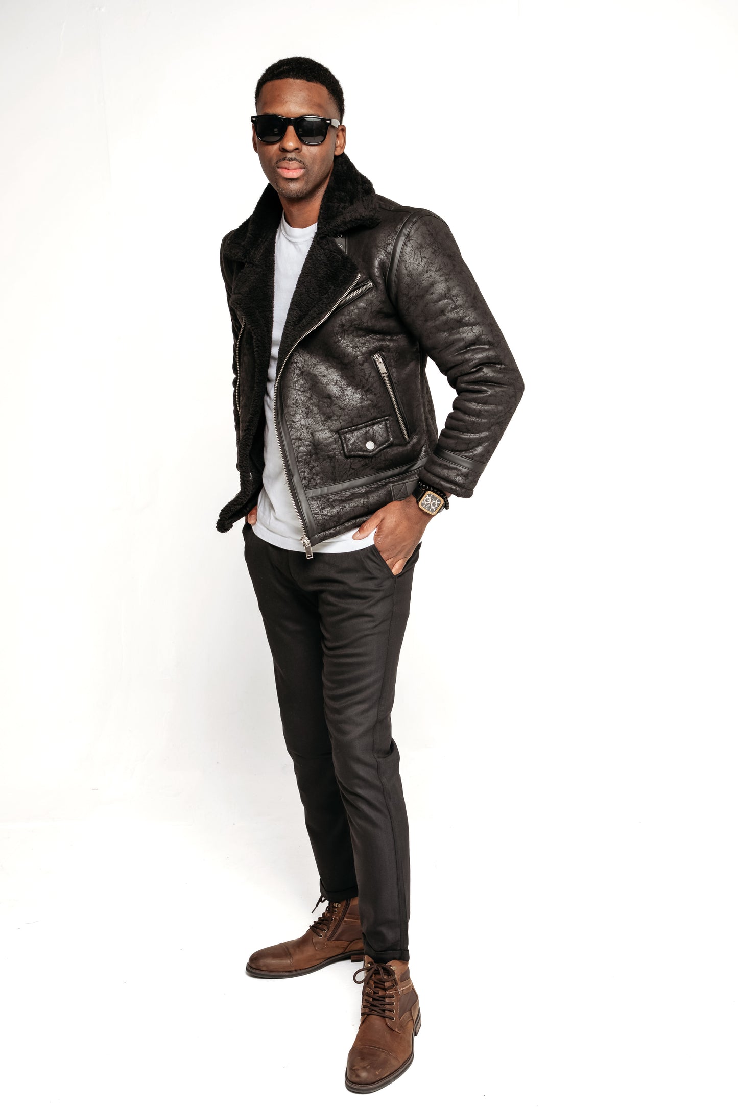 Black Suede Aviator Jacket